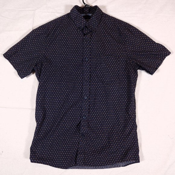 1901 Short Sleeve Button Down Shirt Mens Medium Trim Fit Montlake Wash Patterned - Picture 1 of 15